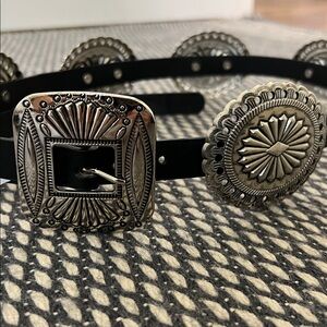 Black and Silver Concho Belt